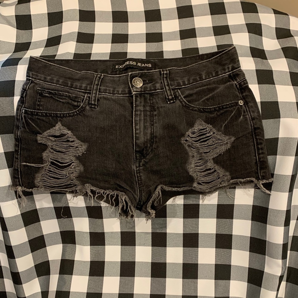 EXPRESS-- Black Jeans Short shorts---Size 6 Distressed jean shorts $20.00 FIRM